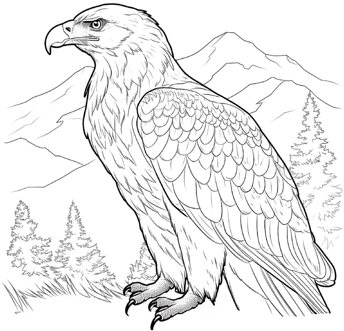 malvorlage-adler-in-der-natur-zum-ausmalen