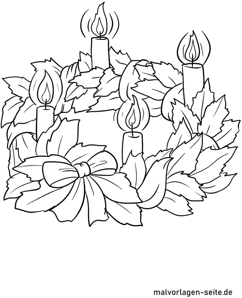 malvorlage-adventskranz-kerzen-und-blaetter