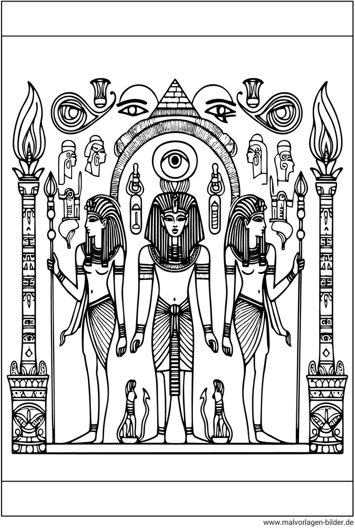 malvorlage-aegyptische-wandmalerei-mit-symbolen-und-figuren