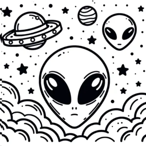 malvorlage-alien-im-weltall-raumfahrt-ausmalbilder