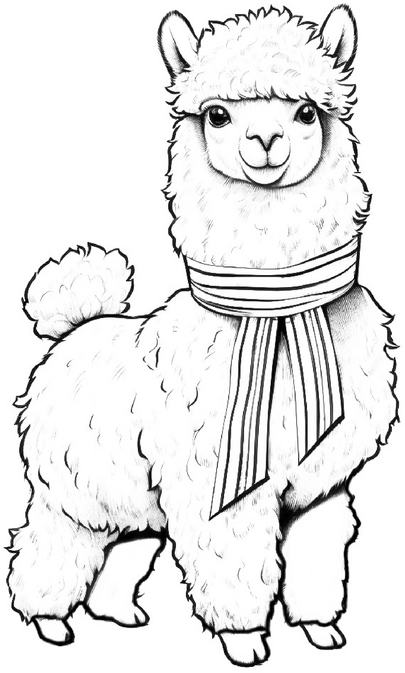 malvorlage-alpaka-mit-schleife