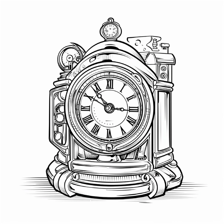 malvorlage-alte-uhr-mit-verzierungen