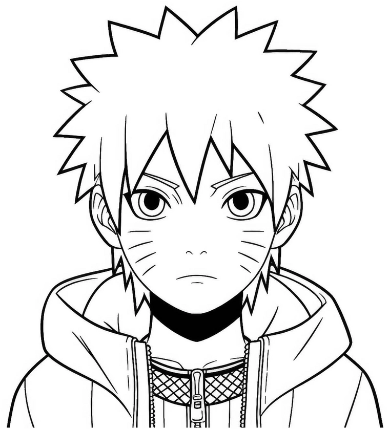 malvorlage-anime-charakter-mit-stacheligem-haar