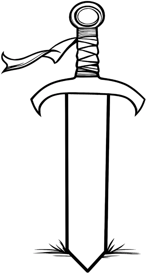 malvorlage-antikes-schwert-mit-details