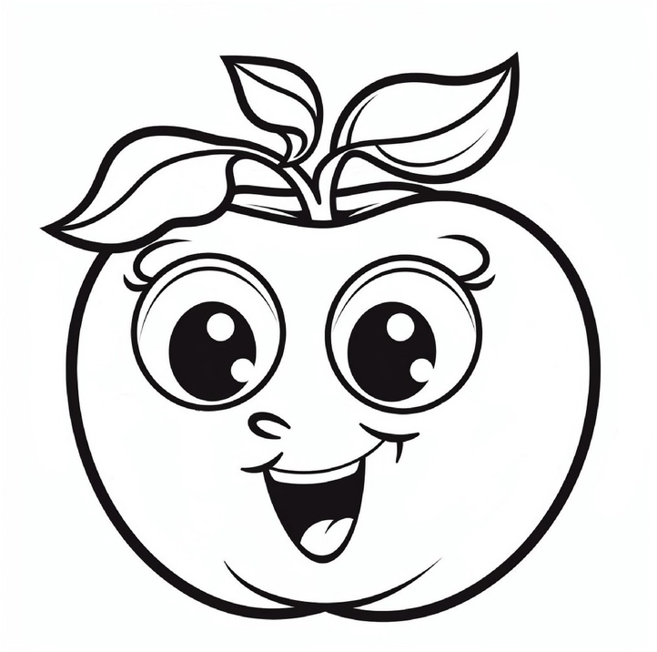 malvorlage-apfel-laechelnd-mit-blatt