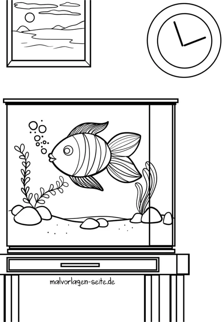 malvorlage-aquarium-mit-fischen-und-pflanzen