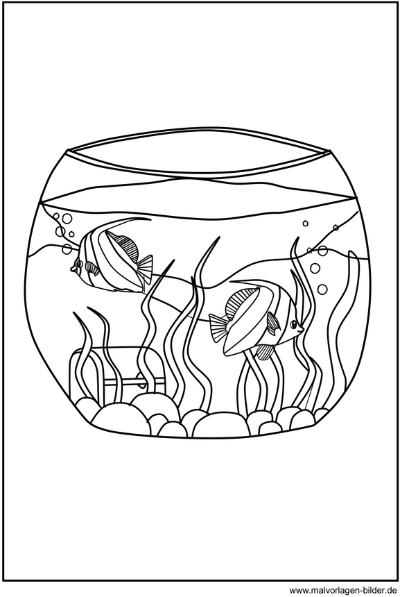malvorlage-aquarium-mit-fischen-zum-ausmalen