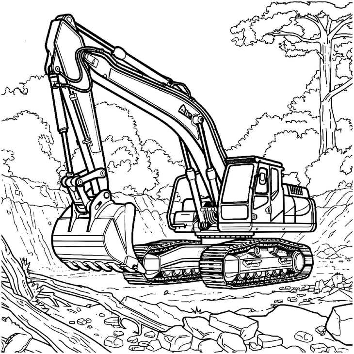 malvorlage-arbeitsbagger-bauprojekt