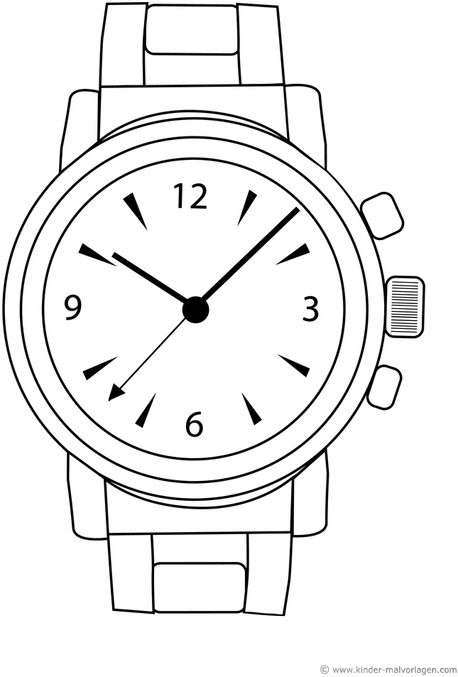 malvorlage-armbanduhr-mit-ziffernblatt-und-zeigern