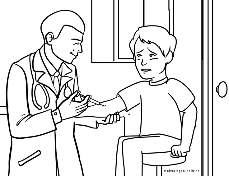 malvorlage-arzt-mit-kind-spritze-gesundheit-sicherheit