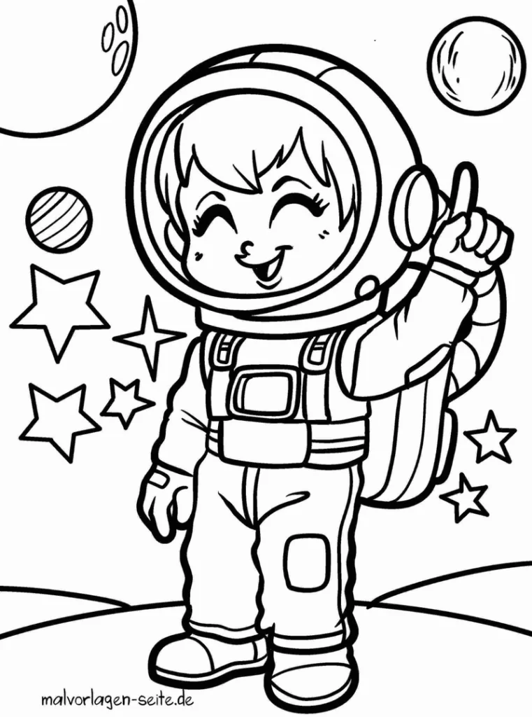 malvorlage-astronaut-im-weltall-ausmalbild
