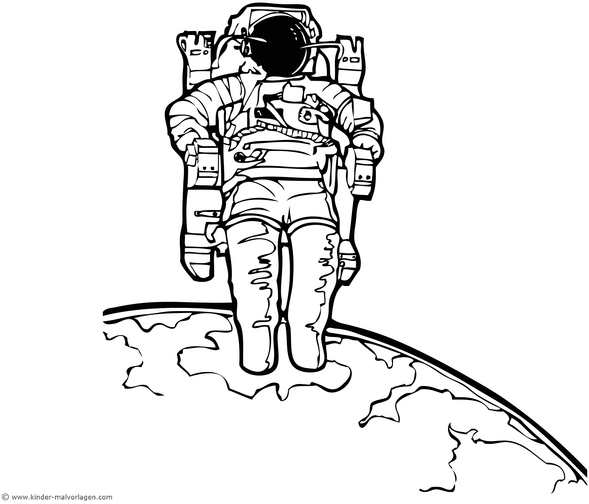 malvorlage-astronaut-im-weltall-ueber-der-erde