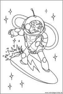 malvorlage-astronaut-surft-durch-den-weltraum
