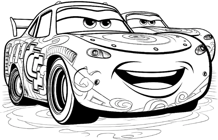 malvorlage-ausgefallene-rennwagen-mit-mustern