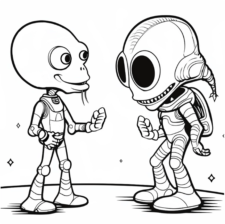 malvorlage-ausserirdische-im-weltall