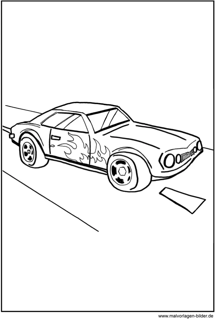 malvorlage-auto-mit-flammen