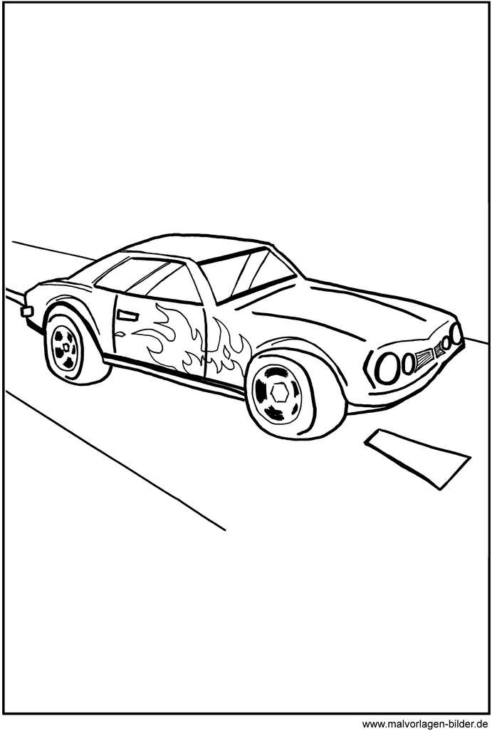 malvorlage-auto-mit-flammen