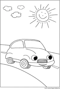 malvorlage-auto-sonne-ausmalen