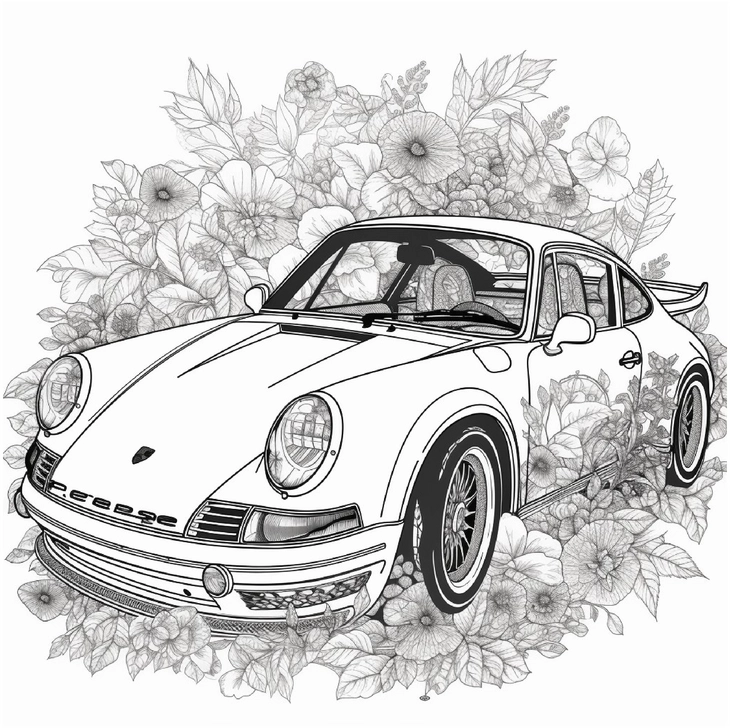 malvorlage-auto-und-blumen