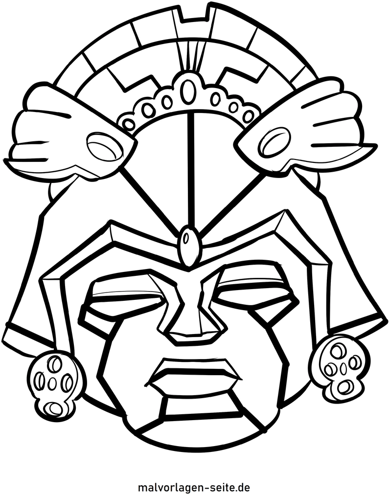 malvorlage-aztekenkopf-geometrische-muster