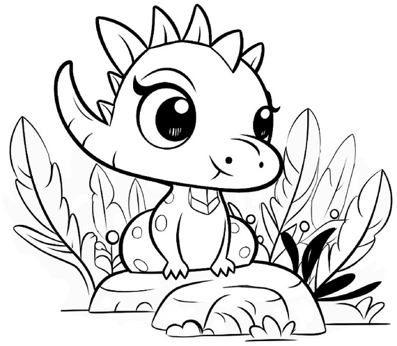 malvorlage-baby-drache-in-fantasiewelt