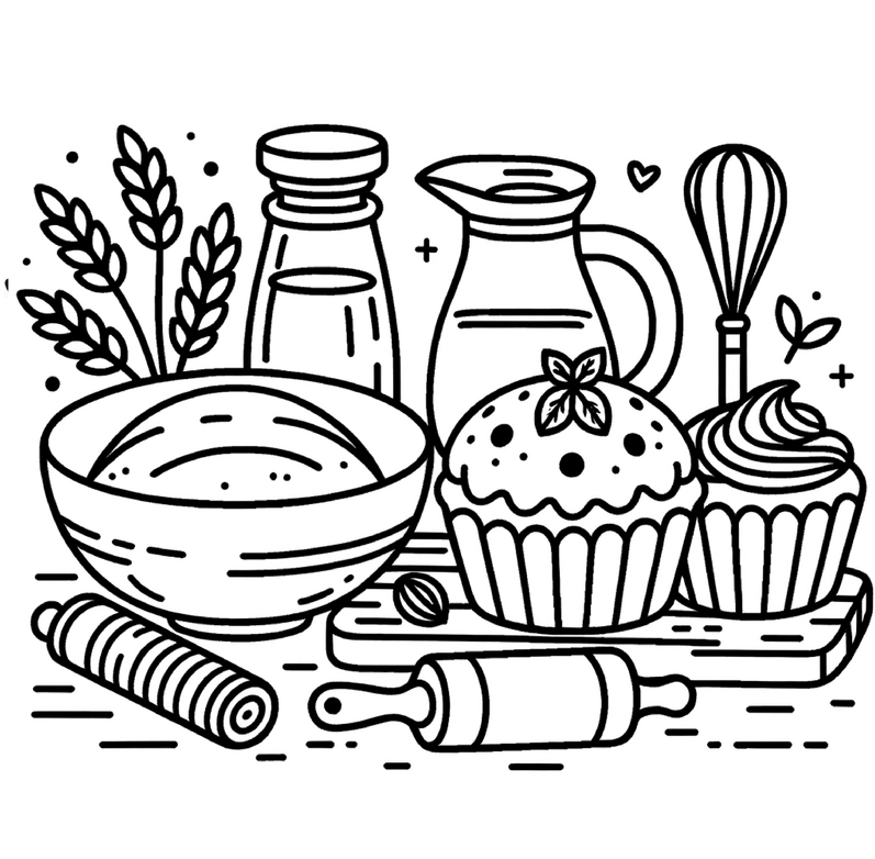 malvorlage-backen-muffins-teigrolle