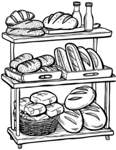 malvorlage-backwaren-im-regal-mit-brotsorten