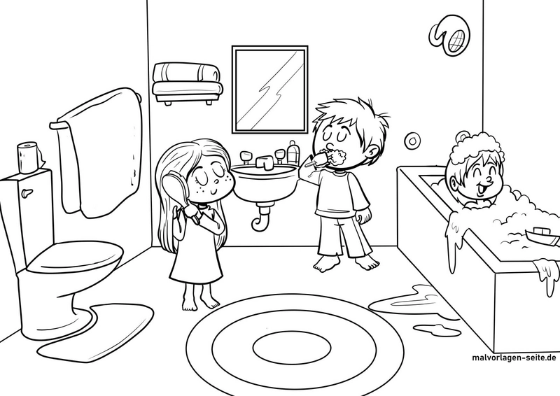 malvorlage-badezimmer-szene-mit-kindern
