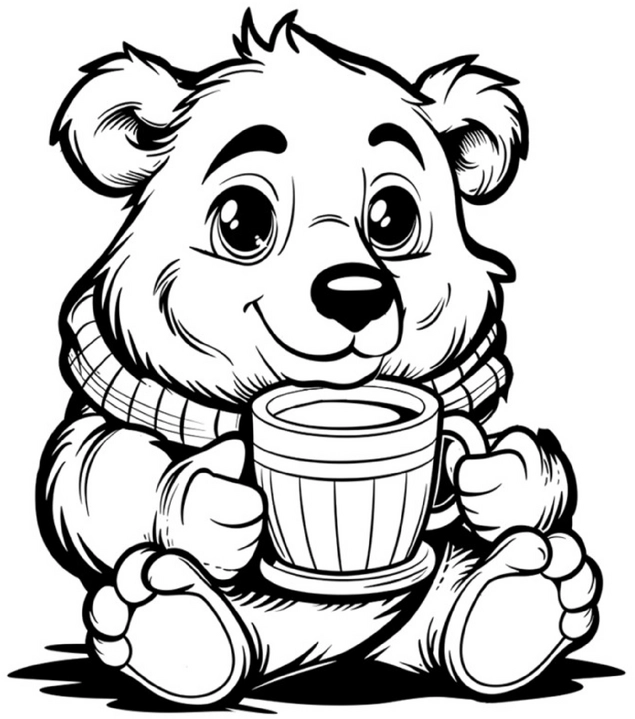 malvorlage-baer-mit-tasse-ausmalbild-fuer-kinder