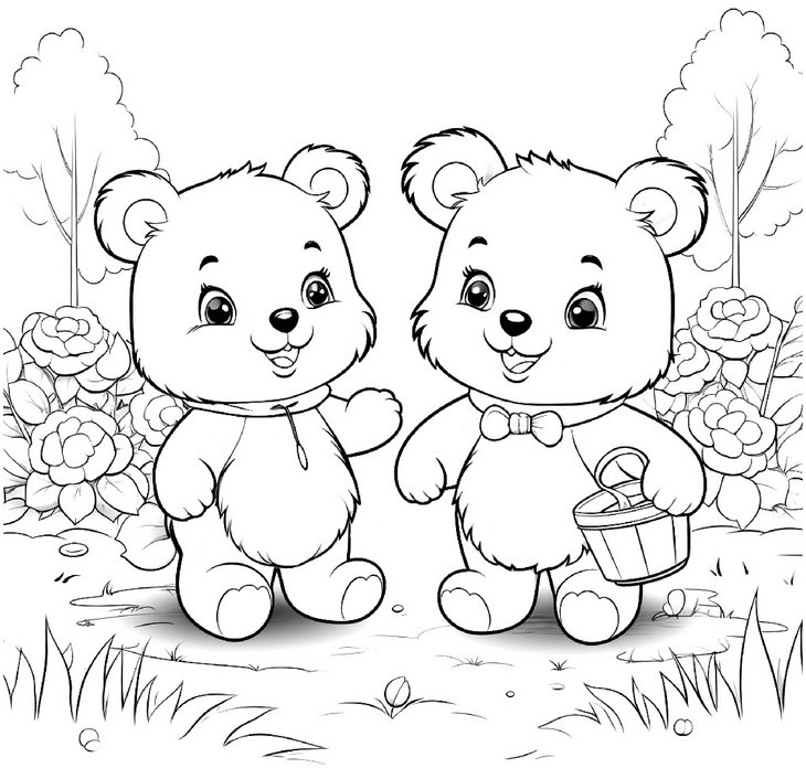 malvorlage-baeren-im-garten-ideen