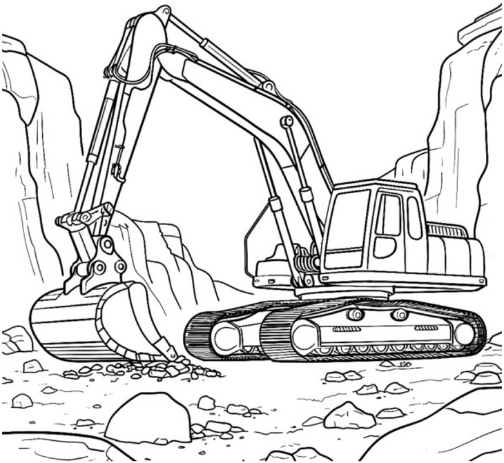 malvorlage-bagger-auf-der-baustelle
