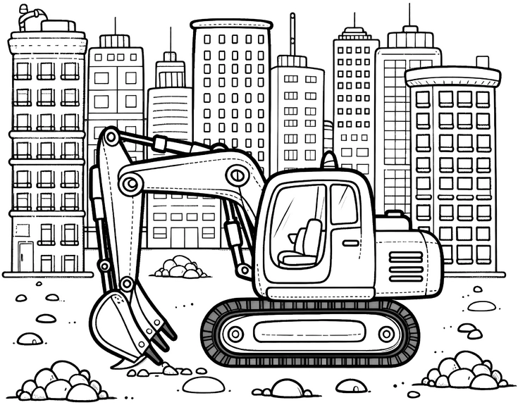 malvorlage-bagger-baustelle-stadt