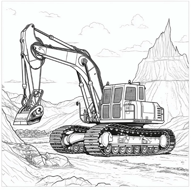 malvorlage-bagger-in-action