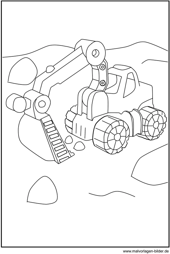 malvorlage-bagger-in-aktion-kreativ-ausmalen
