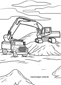 malvorlage-bagger-lkw-auf-laden