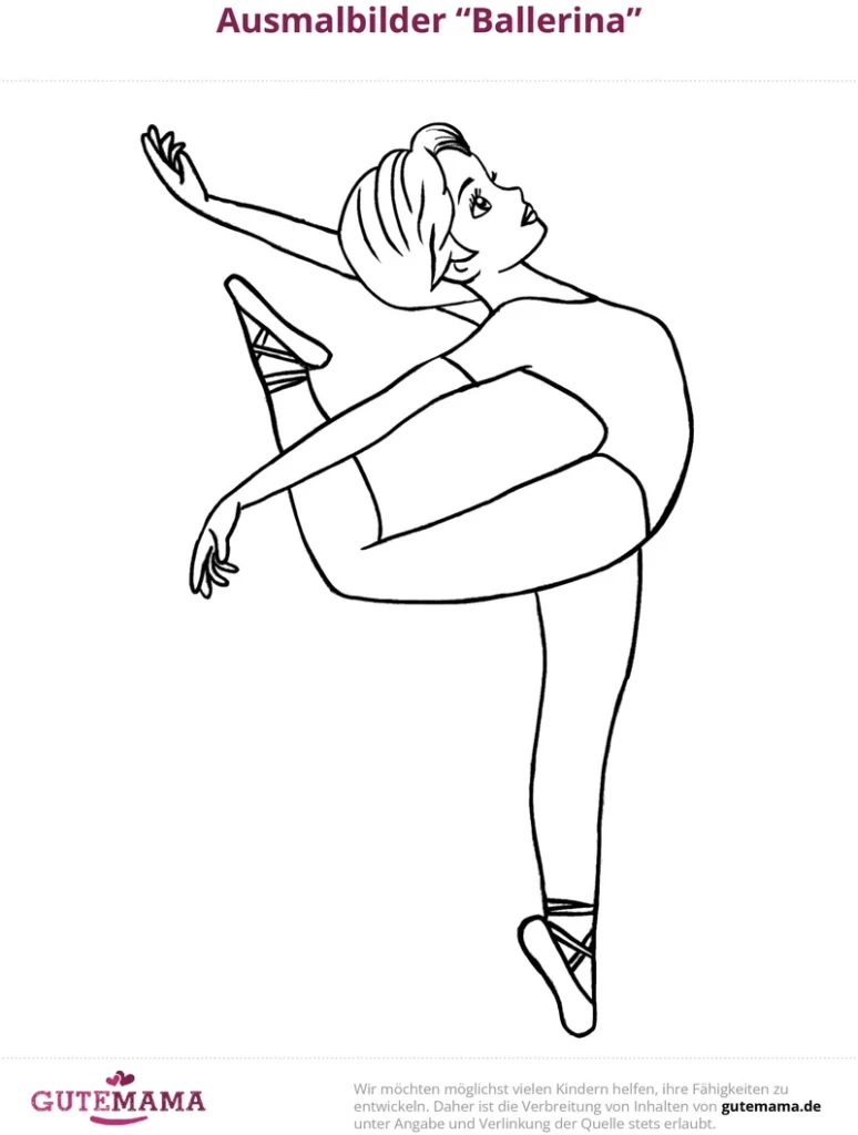 malvorlage-ballerina-dynamische-pose-ausmalbild
