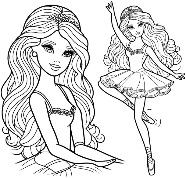 malvorlage-ballettmaedchen-lange-haare