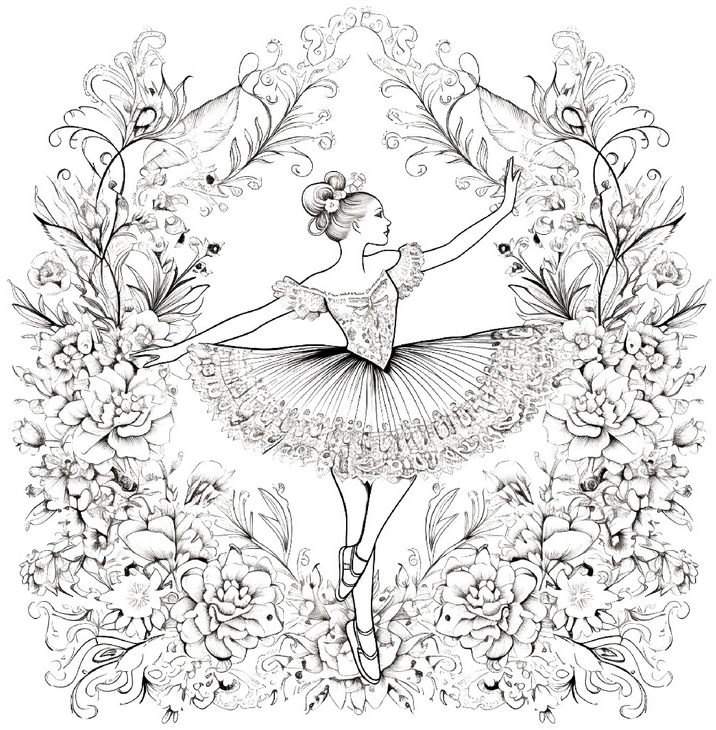 malvorlage-balletttaenzerin-blumen