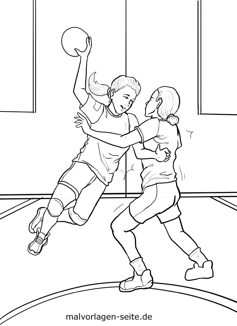 malvorlage-basketballspiel-zwei-spielerinnen