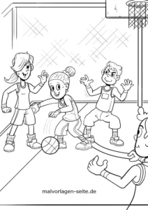 malvorlage-basketballspielende-kinder