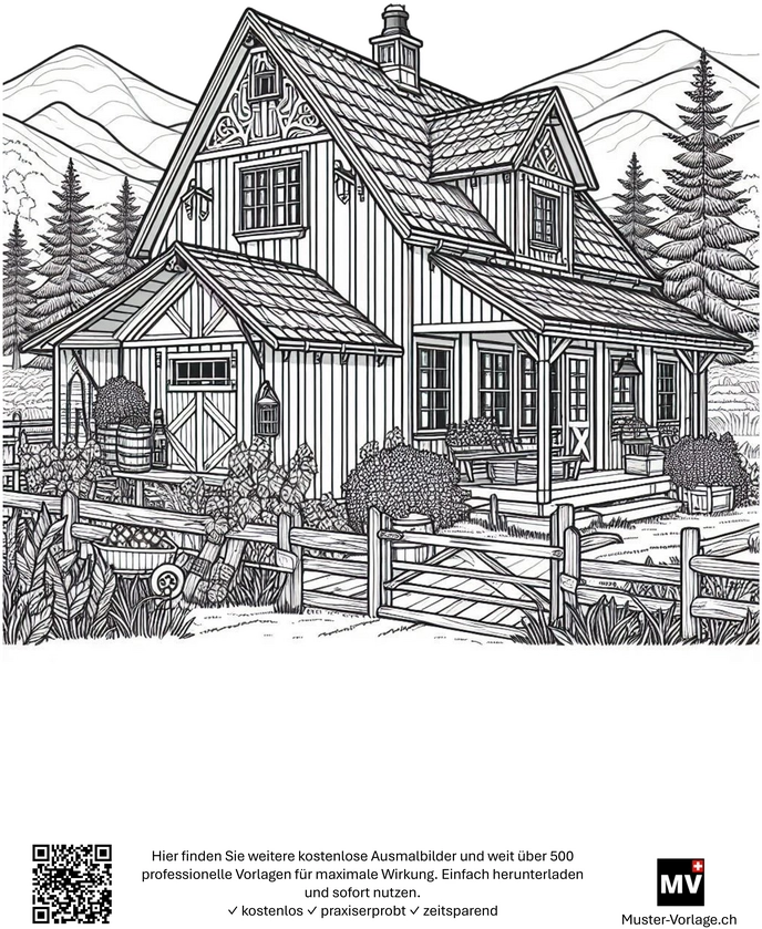 malvorlage-bauernhaus-landschaft-ausmalbild
