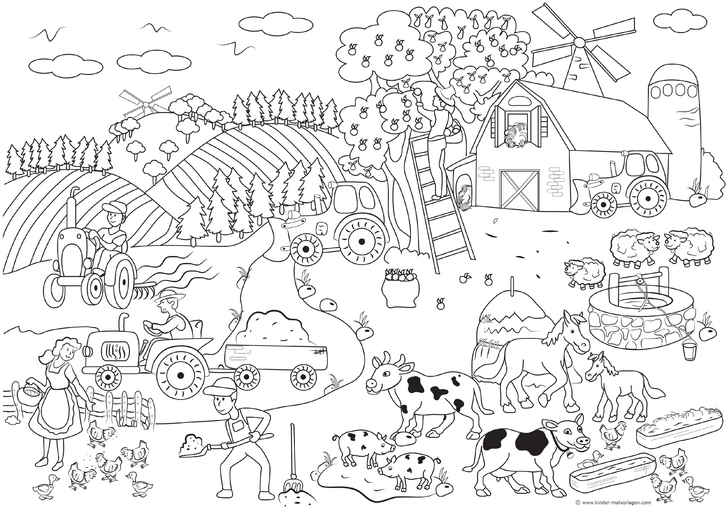 malvorlage-bauernhof-mit-tieren-und-traktoren