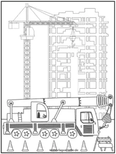malvorlage-baukran-und-baustellenfahrzeug