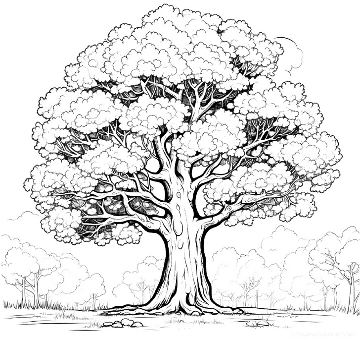 malvorlage-baum-mit-detaillierter-laubstruktur