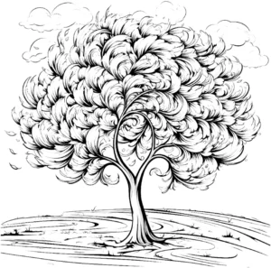 malvorlage-baum-mit-geschwungenem-laub-ausmalen