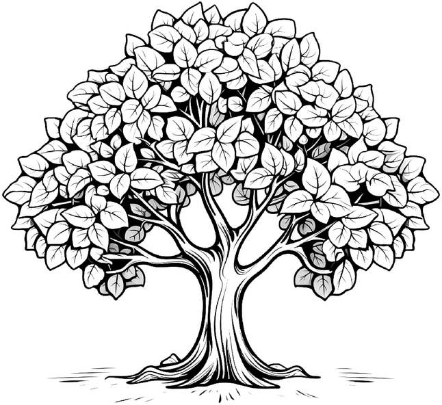 malvorlage-baum-mit-laub-und-detaillierter-struktur