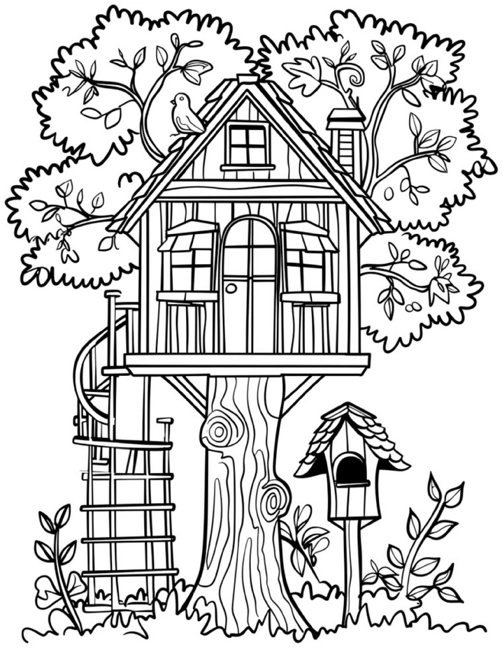 malvorlage-baumhaus-im-garten