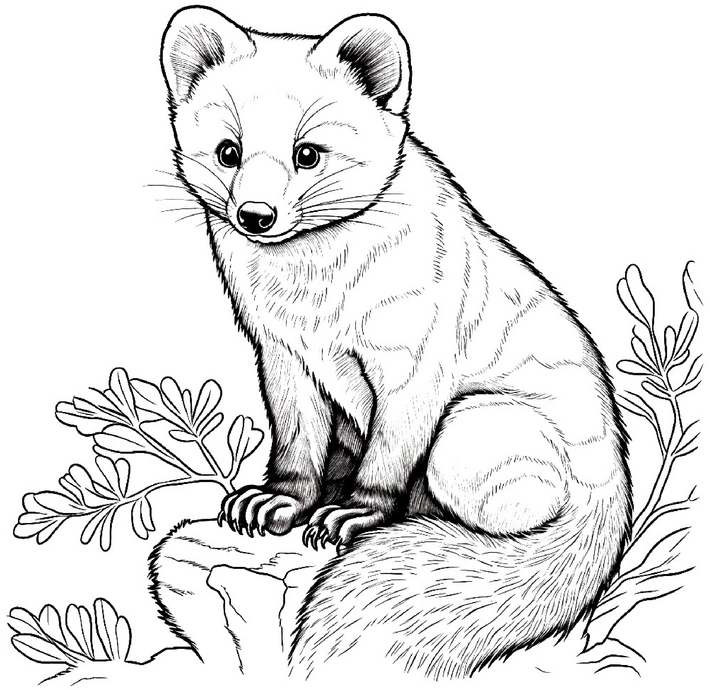 malvorlage-baummarder-in-der-natur