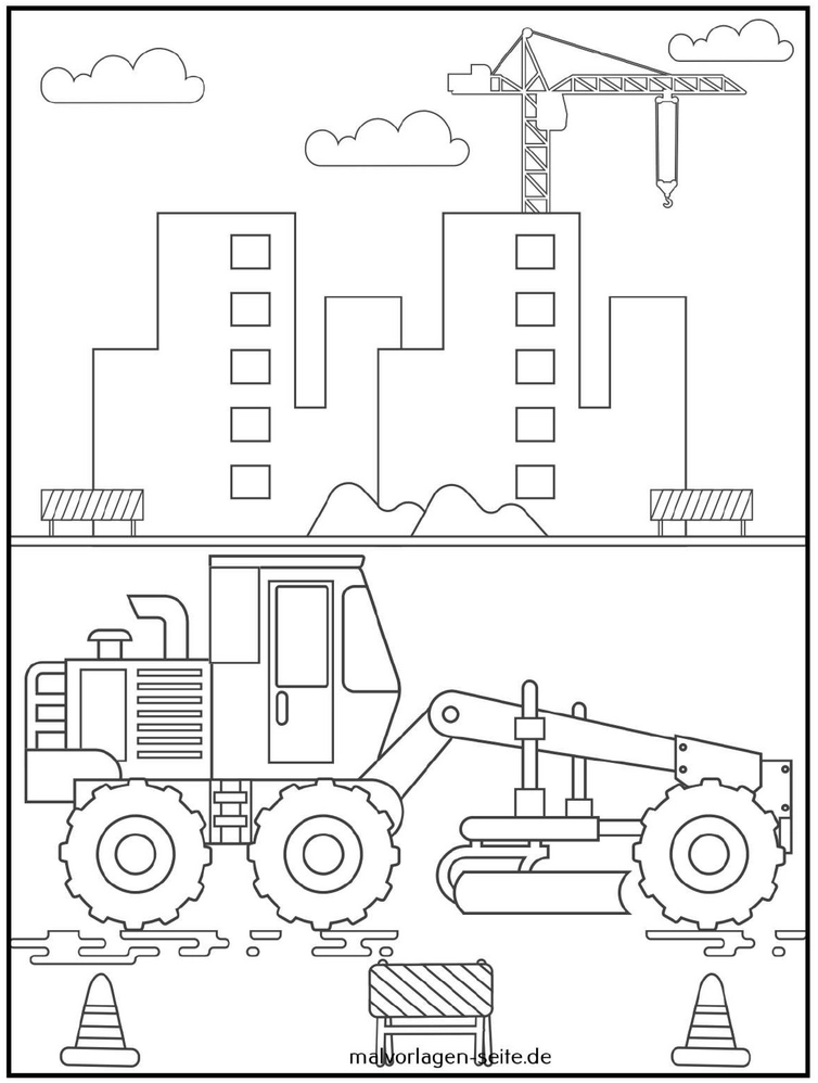 malvorlage-baustelle-mit-kran-und-bagger
