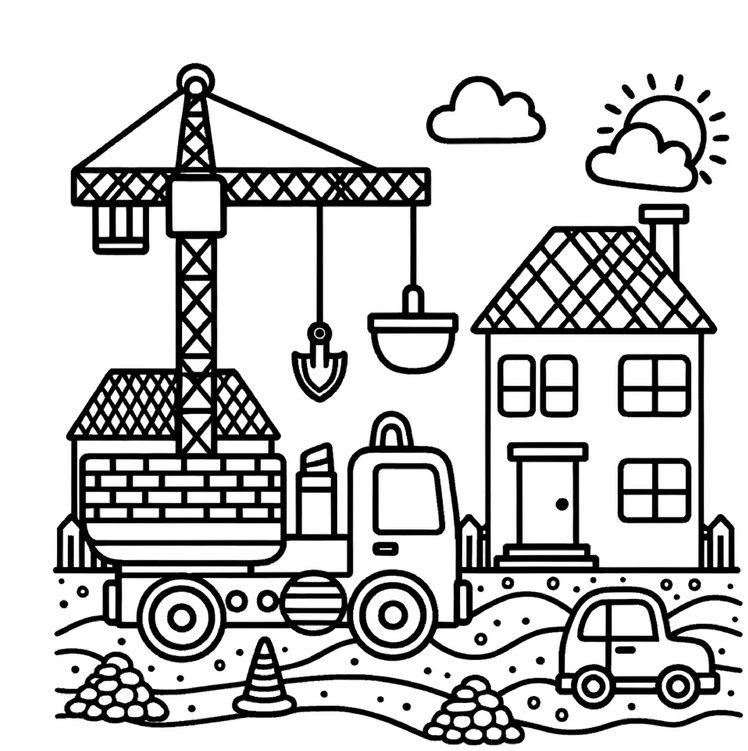malvorlage-baustelle-mit-kran-und-fahrzeug